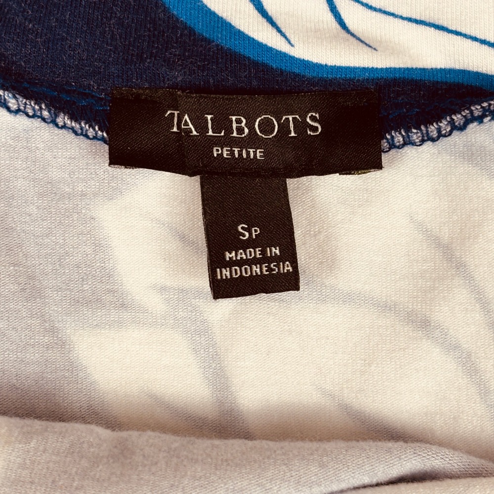Talbots Floral A-Line Skirt Womens SP Navy Blue White Tropical Cotton Blend - Picture 3 of 7